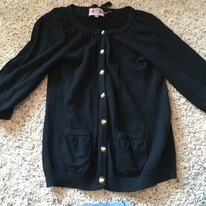 Black Juicy Cardigan with gold buttons.