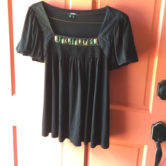 Xoxo black top with jewels and smocking - Picture 1 of 4