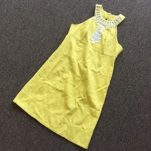 Yellow high neck beaded dress