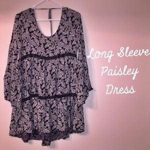 Long Sleeve Paisley Dress