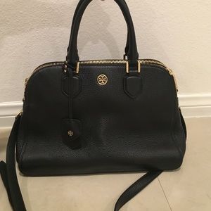Tory burch Robinson Pebbled Triple-Zip Satchel