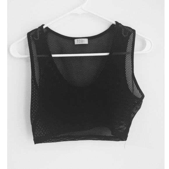 TOBI black mesh crop top