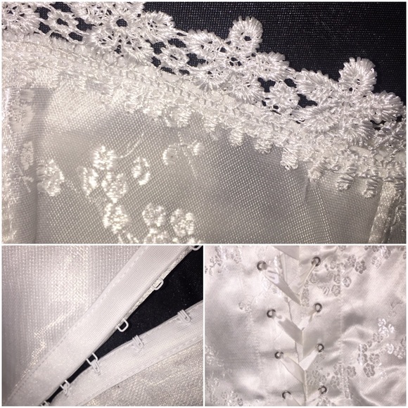 Corset! White Soft Satin W/Lace & Garters! NWTs! - Picture 4 of 7