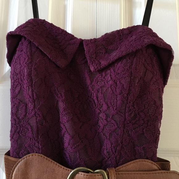 Dark purple strapless dress - Picture 2 of 3