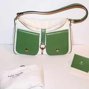 Kate Spade White Green Small Perrin Handbag