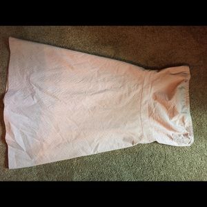 J Crew seersucker pink and white strapless dress 6