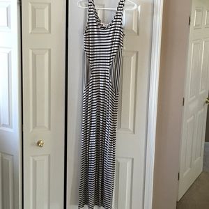 Navy and Creme striped Maxi Dress