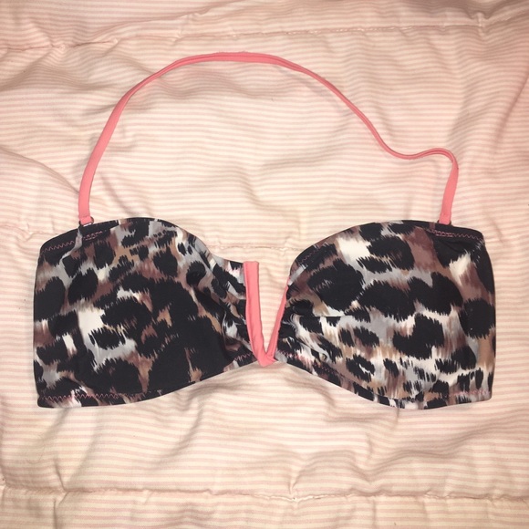 Cheetah and coral bandeau with strap