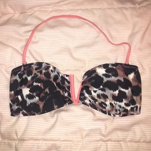 Cheetah and coral bandeau with strap