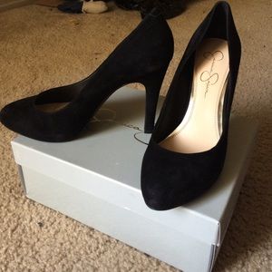 Jessica Simpson stilettos, Black Suede