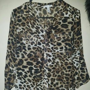 Leopard print loose fitted blouse