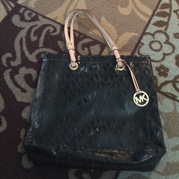 Black patent leather MK logo purse