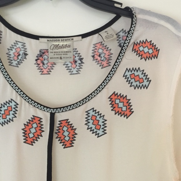 Cream Boho embroidered blouse
