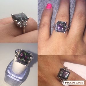 FLASH SALE - Mystic Topaz + 14K White Gold Ring