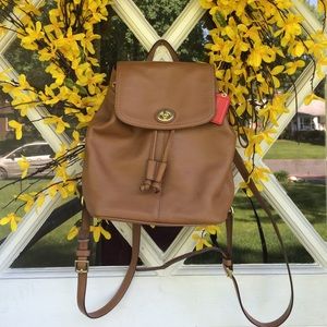 Coach brown backpack with pebble leather