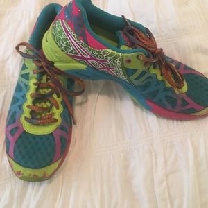 Slightly worn running shoes