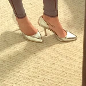 BCBG silver metallic heels size 10