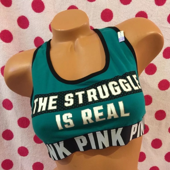 VS PINK 'The Struggle Is Real' Sports Bra! Large