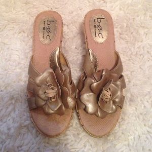 Born Concept gold wedge sandals