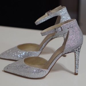Silver glitter heels