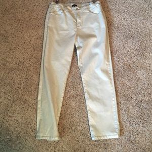 White NYDJ pants. With silver brushed overlay.