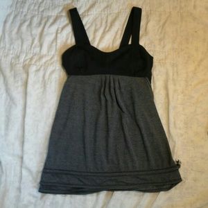 Lululemon black and grey tank with draw cord