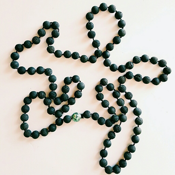 Mala Necklace: Lava Stone + African Turquoise