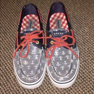 Red white and blue anchor sperrys