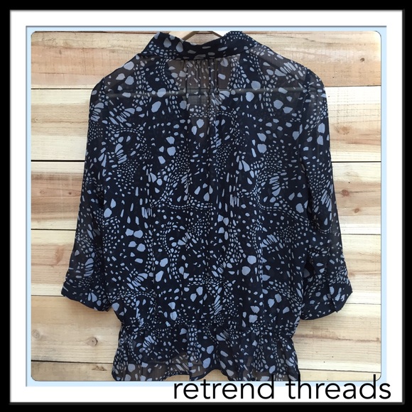 Black, semi sheer, patterned top. - Picture 2 of 3