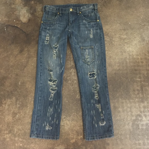 😍BCBGMaxAzria Jeans Distressed Blue Size 2