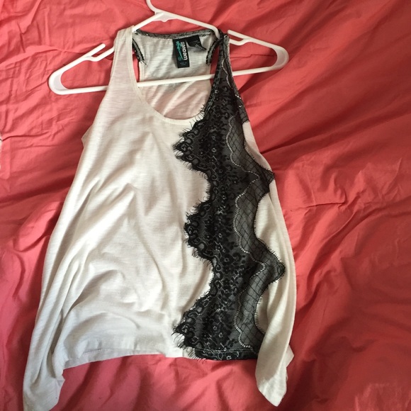 White and black lace tank top