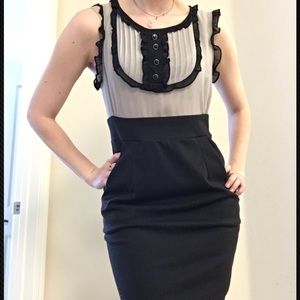 Sheer Black/Grey dress w/ pencil skirt bottom Med