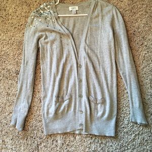 Grey Sweater with beading &crystal embellishments