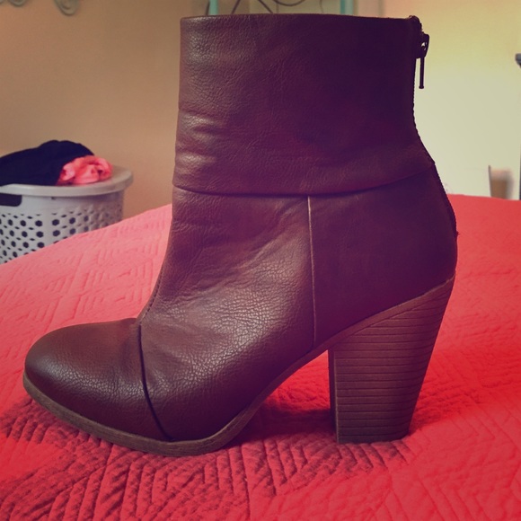Brown heeled booties