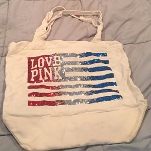 Victoria's Secret sequin canvas tote