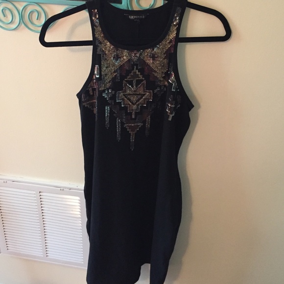 Black Aztec sequin dress