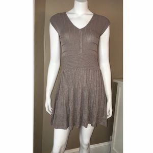 Max Studio V-Neck Sweater Dress Grey
