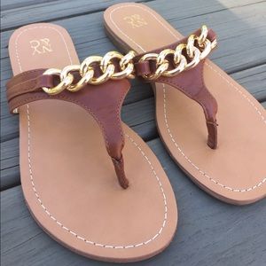 NY&C Gold & Brown Sandals