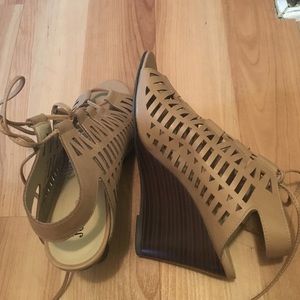 Nude Lace Up Wedges