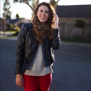 Cropped Leather Moto Jacket