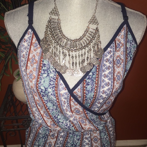 Kandy Kiss Dresses - Kandy Kiss Blue Tribal Tank Short Romper M NEW Kandy Kiss Dresses - Kandy Kiss Blue Tribal Tank Short Romper M NEW