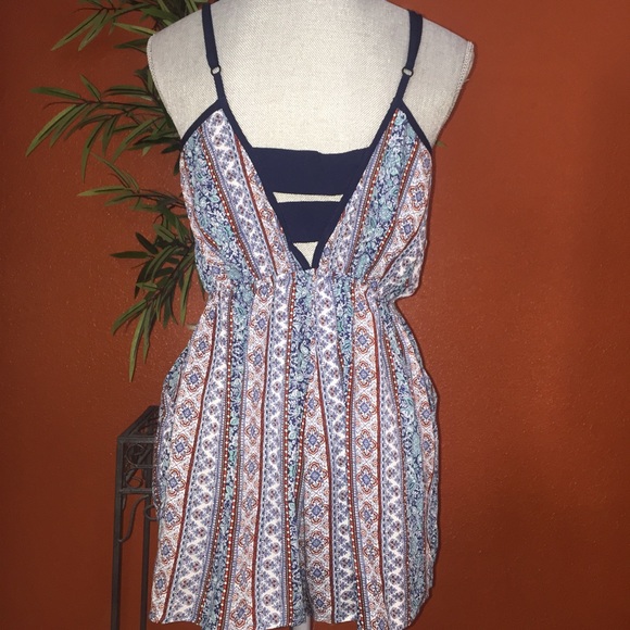 Kandy Kiss Dresses - Kandy Kiss Blue Tribal Tank Short Romper M NEW Kandy Kiss Dresses - Kandy Kiss Blue Tribal Tank Short Romper M NEW