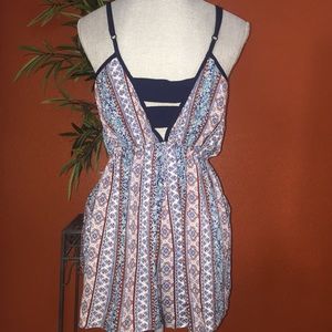 Kandy Kiss Dresses - Kandy Kiss Blue Tribal Tank Short Romper M NEW Kandy Kiss Dresses - Kandy Kiss Blue Tribal Tank Short Romper M NEW