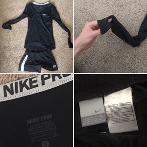 BLACK Nike pro silk shirt and BLACK nike shorts !