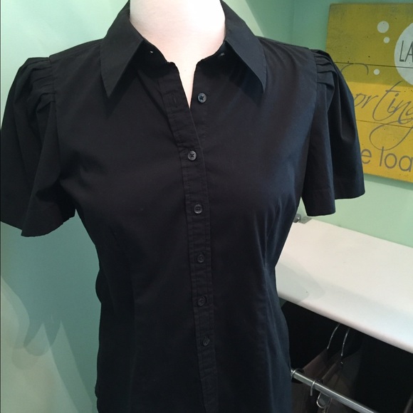 Express black button down