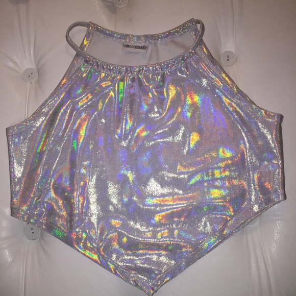 Iridescent Halter Top and smiley face top