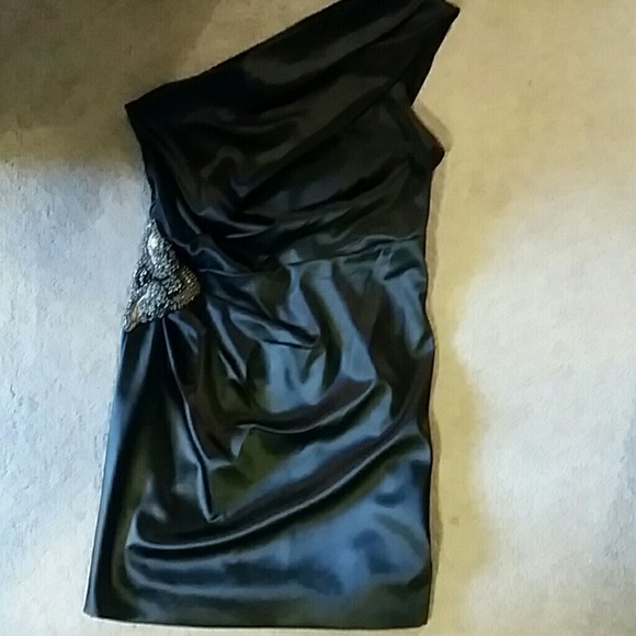 Black one shoulder cocktail dress