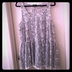 Torrid Black & White Lace Peplum Top