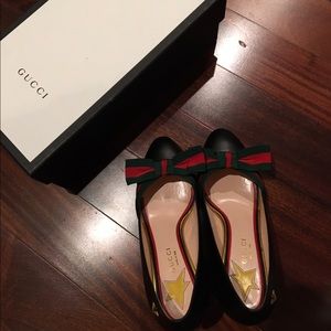 Gucci Aline Bow&Leather Block-Heel Pumps(sold)
