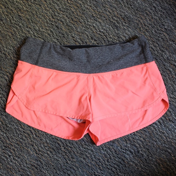 coral lululemon shorts
